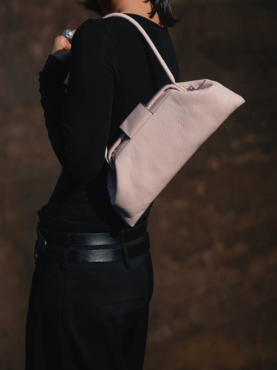 The Longline Baguette · Blush Pink Snake