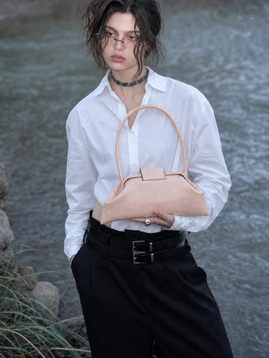 The Longline Baguette · Blush Pink Snake