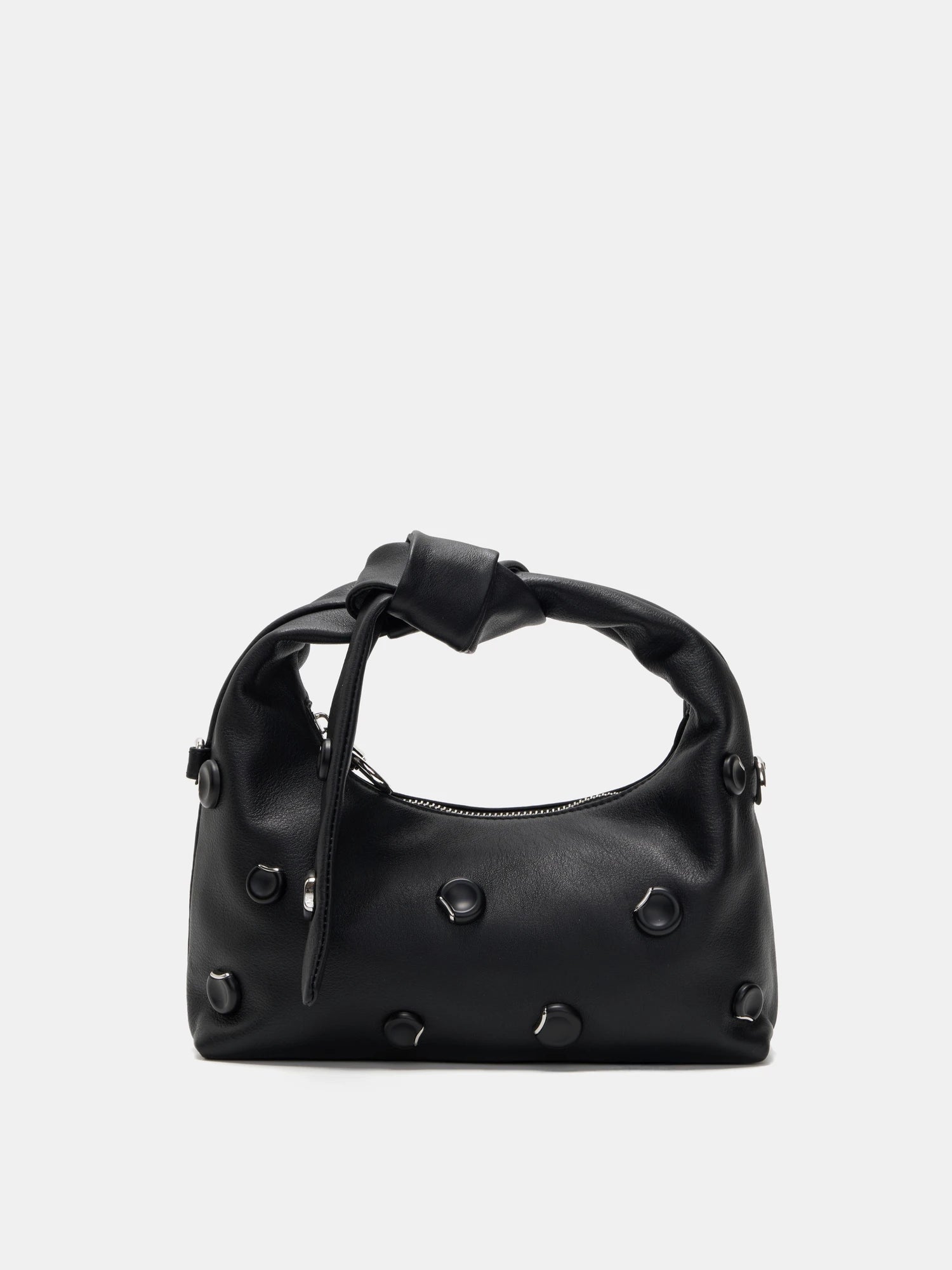 The Orbit Studded Knot Top Handle Bag - Shadow Black
