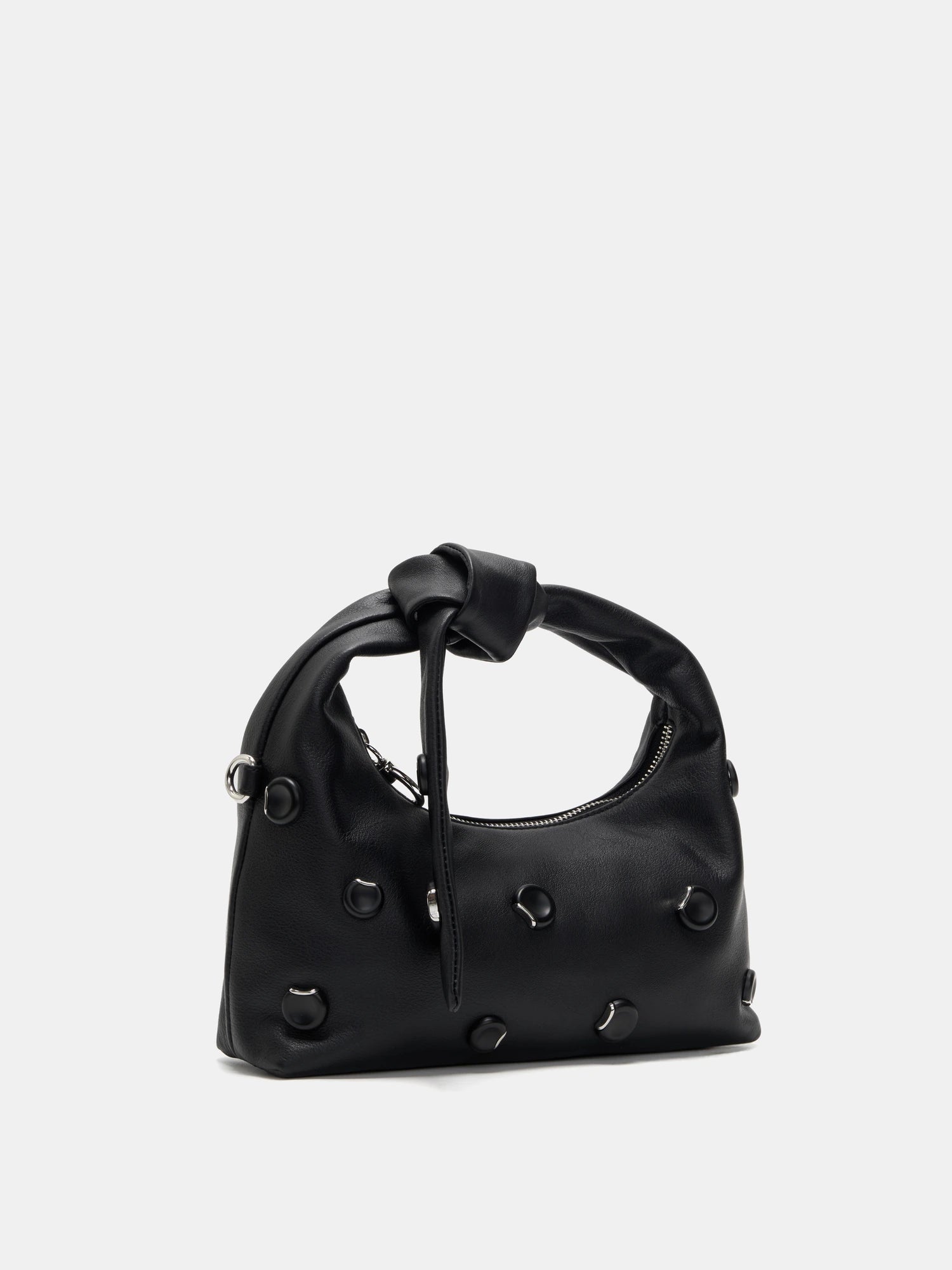 The Orbit Studded Knot Top Handle Bag - Shadow Black