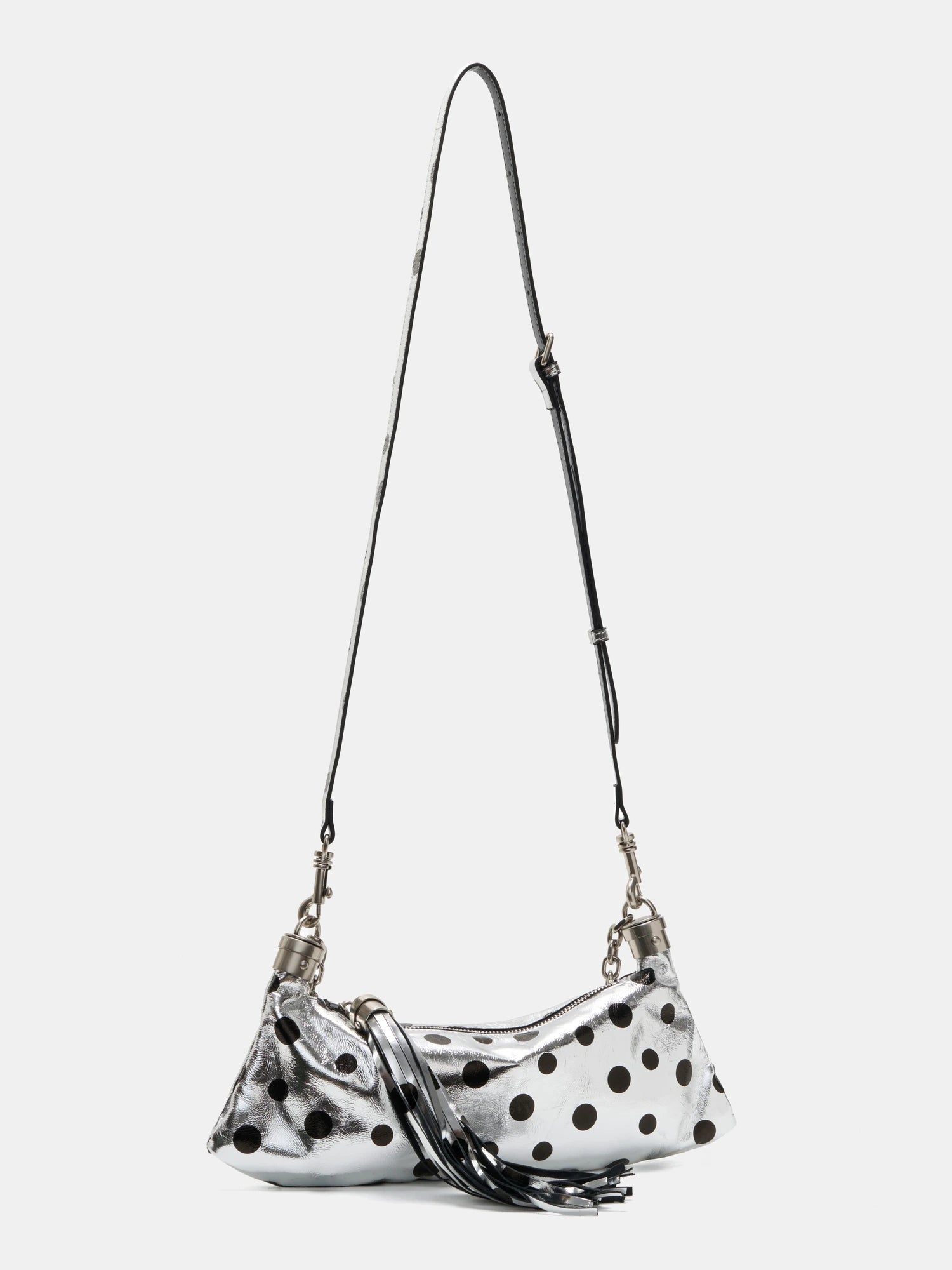 The Pulse Tassel Chain Bag - Silver Polka Dot