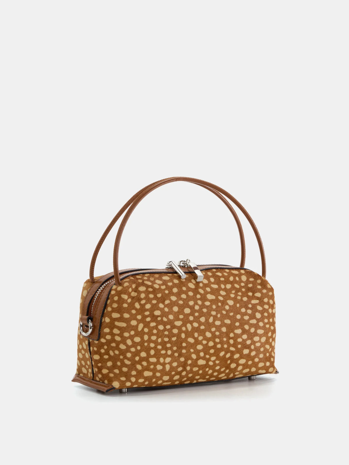 Fawn-spotted hair-on Cadence Box Bag angled front view