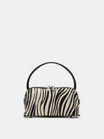 Ivory zebra hair-on box bag front view