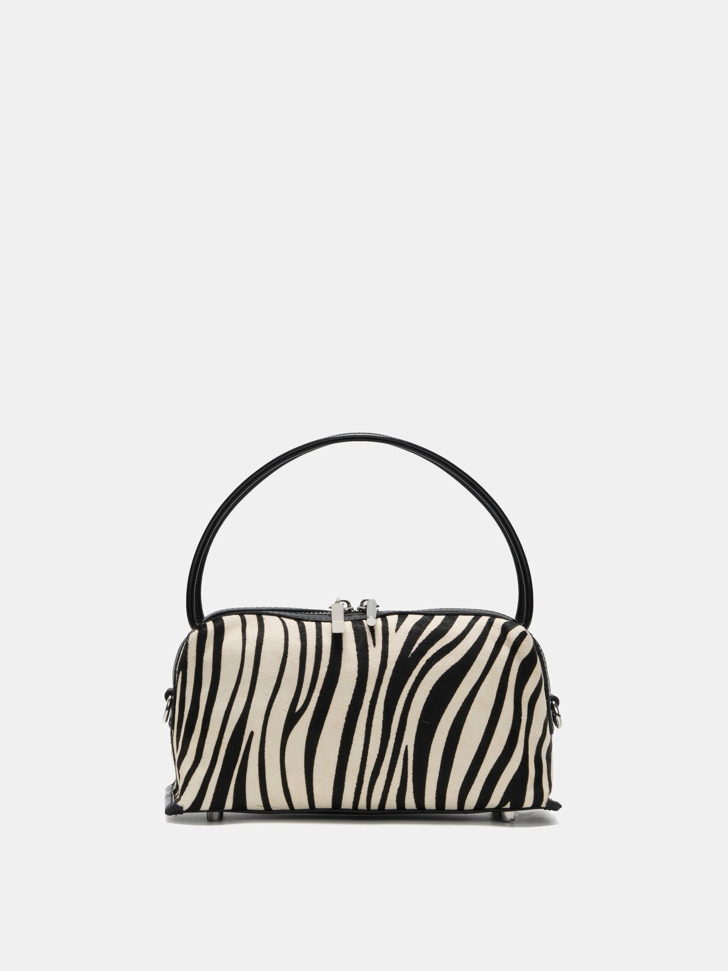 Ivory zebra hair-on box bag front view