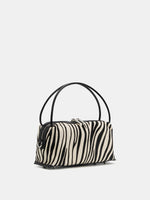 Ivory zebra hair-on box bag angled front view