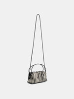 Ivory zebra box bag with fixed-length crossbody strap