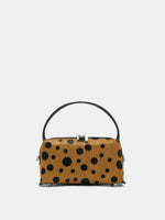 Toffee polka-dot hair-on box bag front view