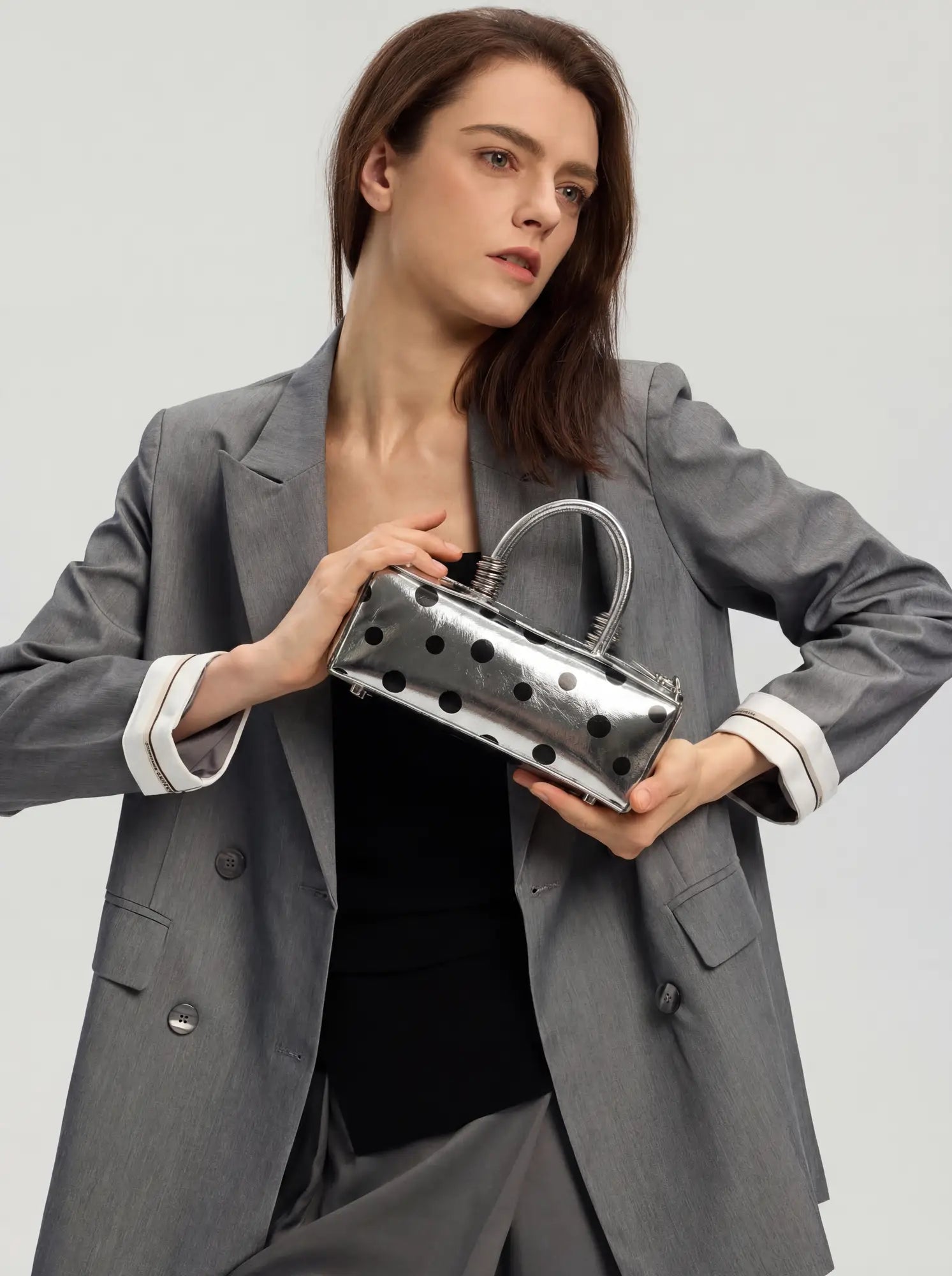 The Bar Structured Baguette · Silver Polka Dot