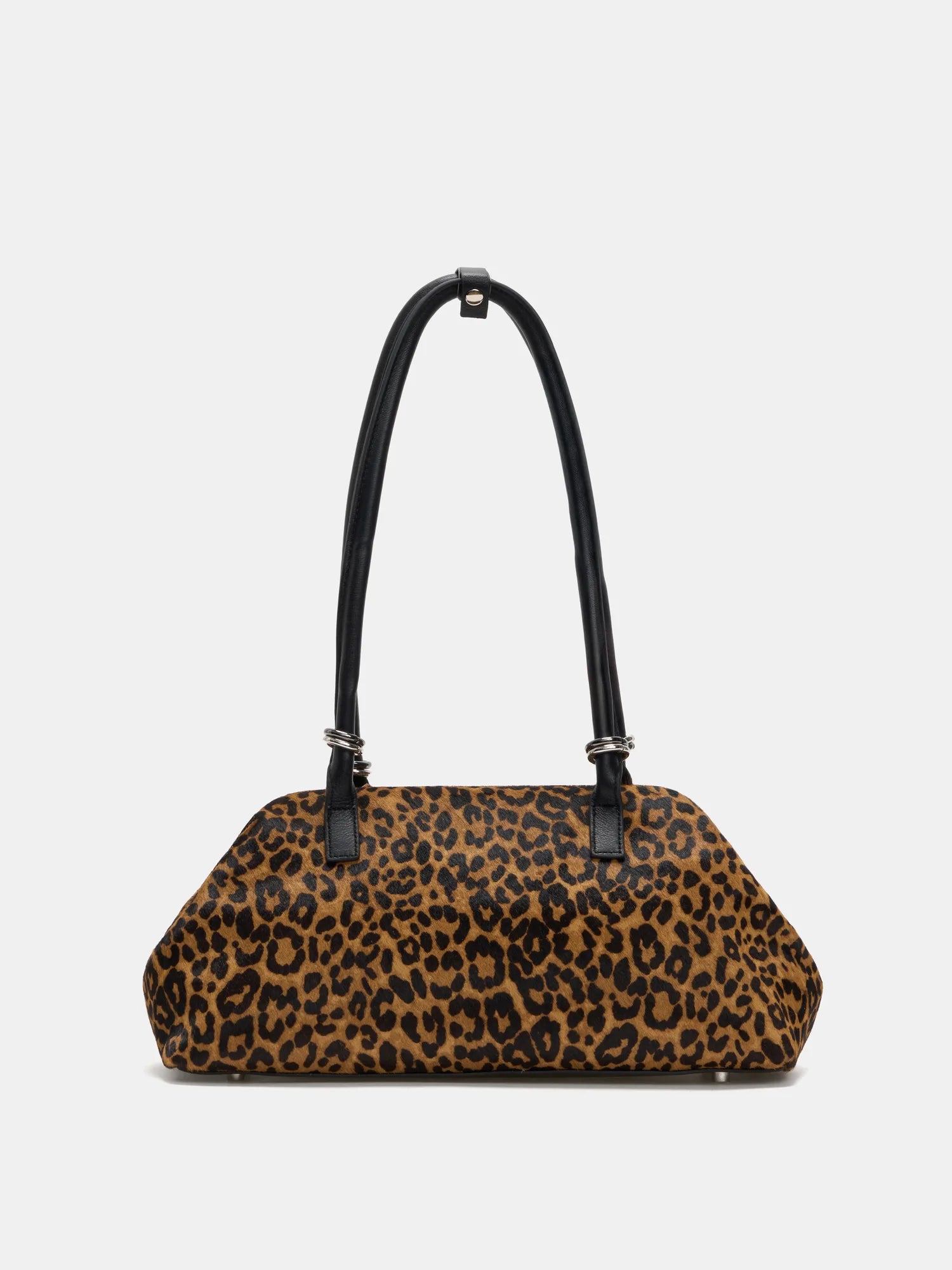 Large leopard hair-on frame shoulder bag front view