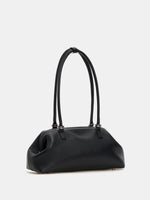 Black leather frame shoulder bag angled rear view