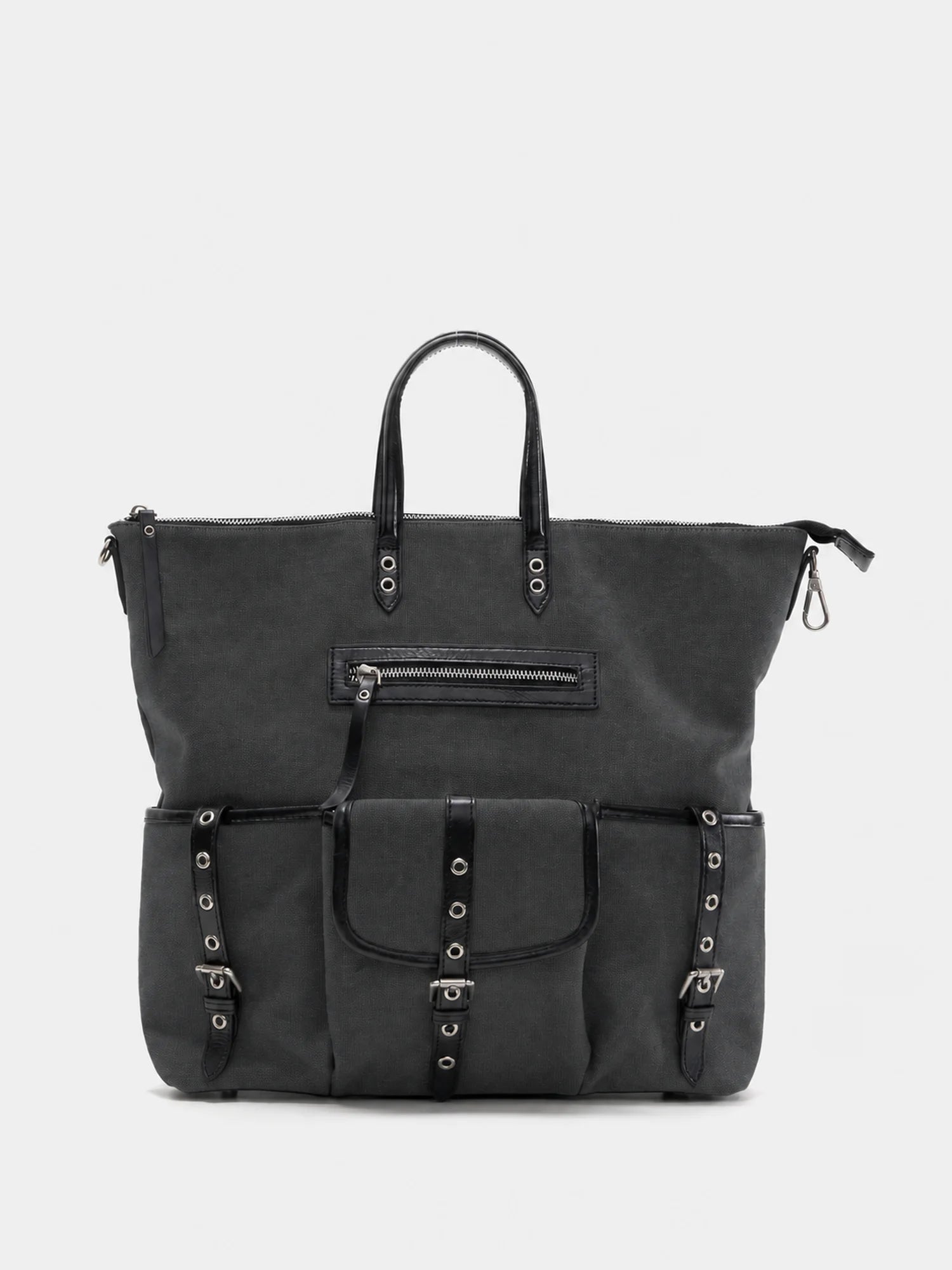 The Nomad-Utility Convertible Backpack · Black Canvas & Leather