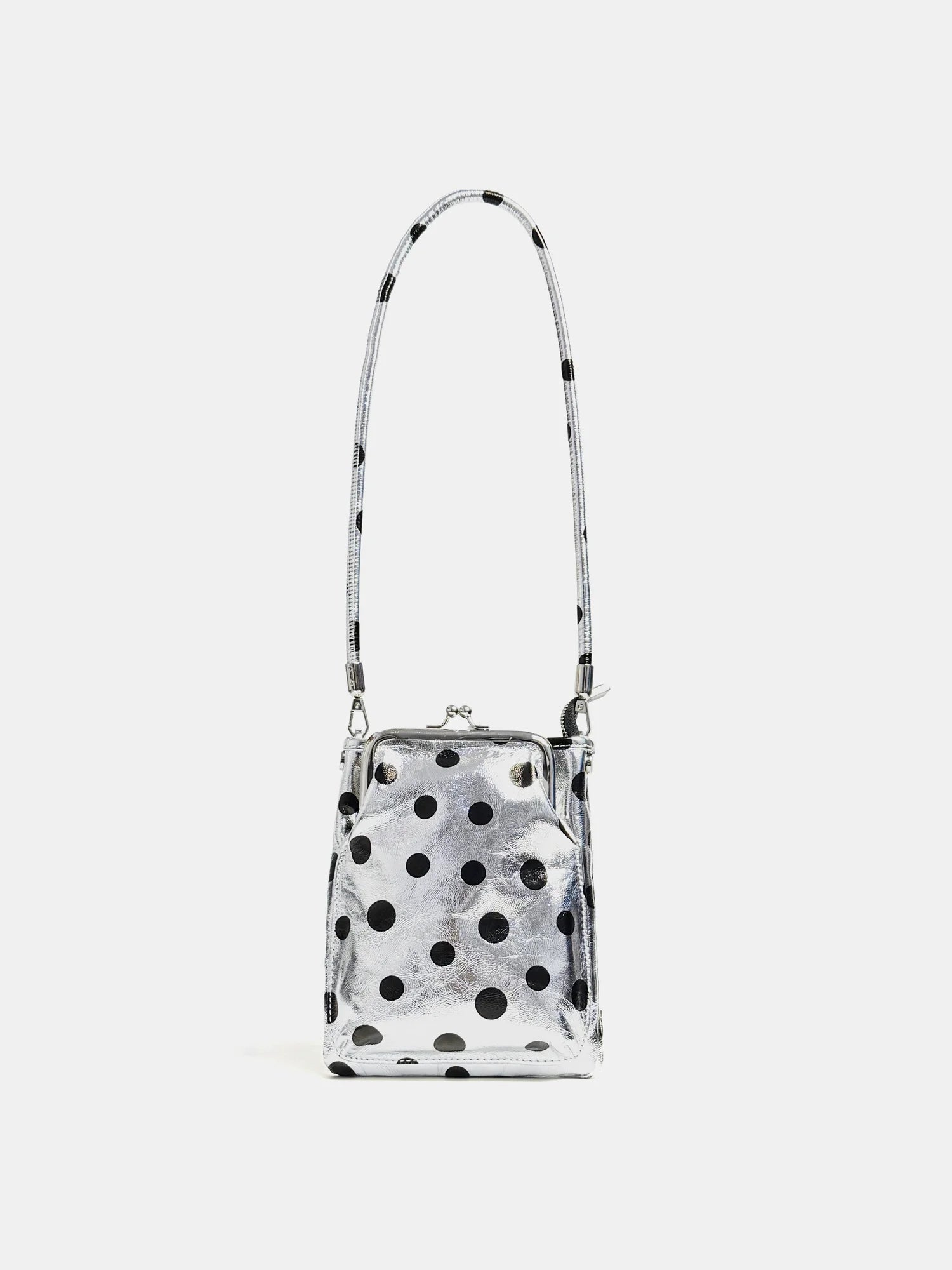 The Neo-Vintage Kiss-Lock Bag · Silver Polka Dot