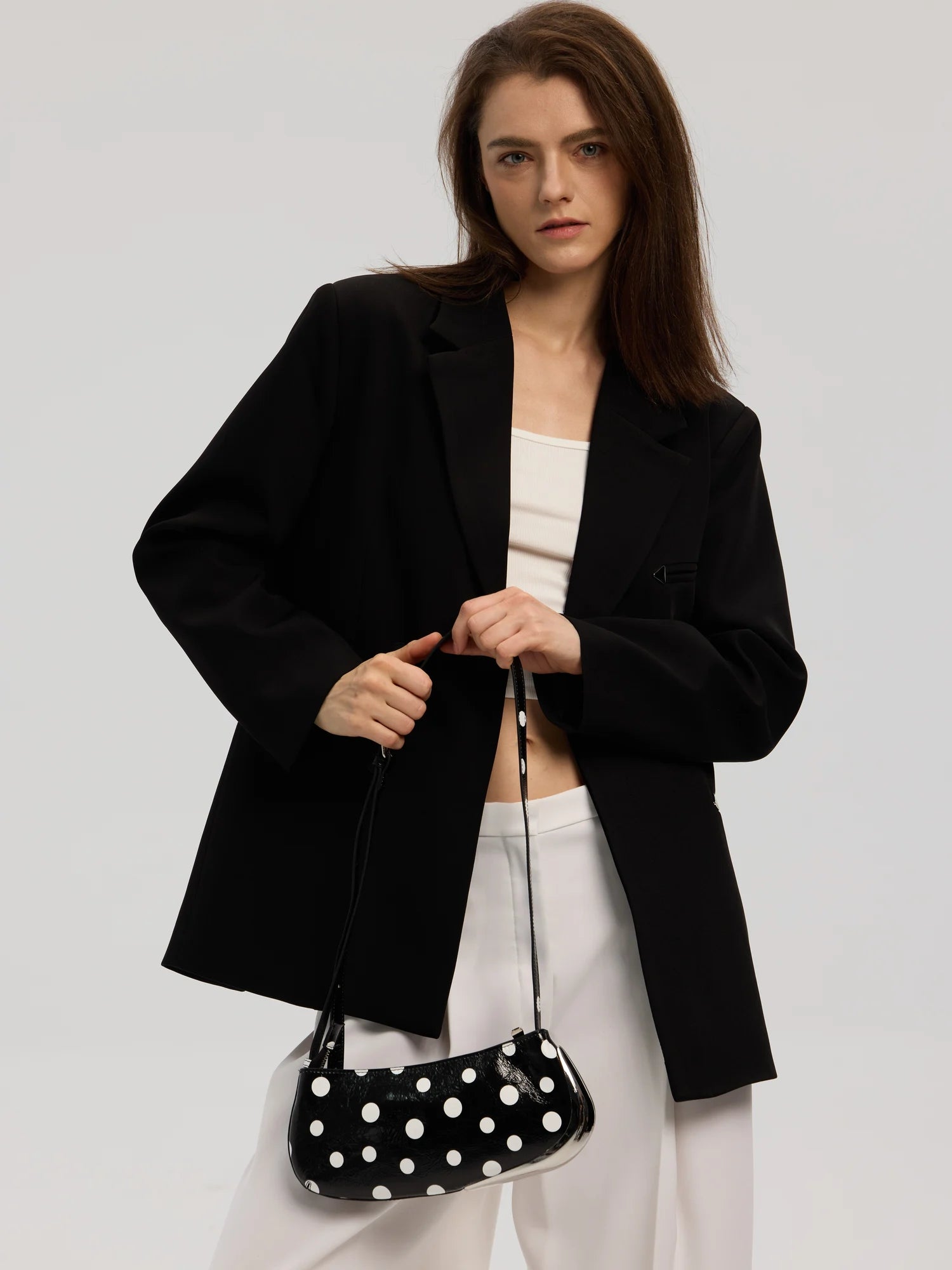 The Avant Metal-Corner Baguette · Black Polka Dot