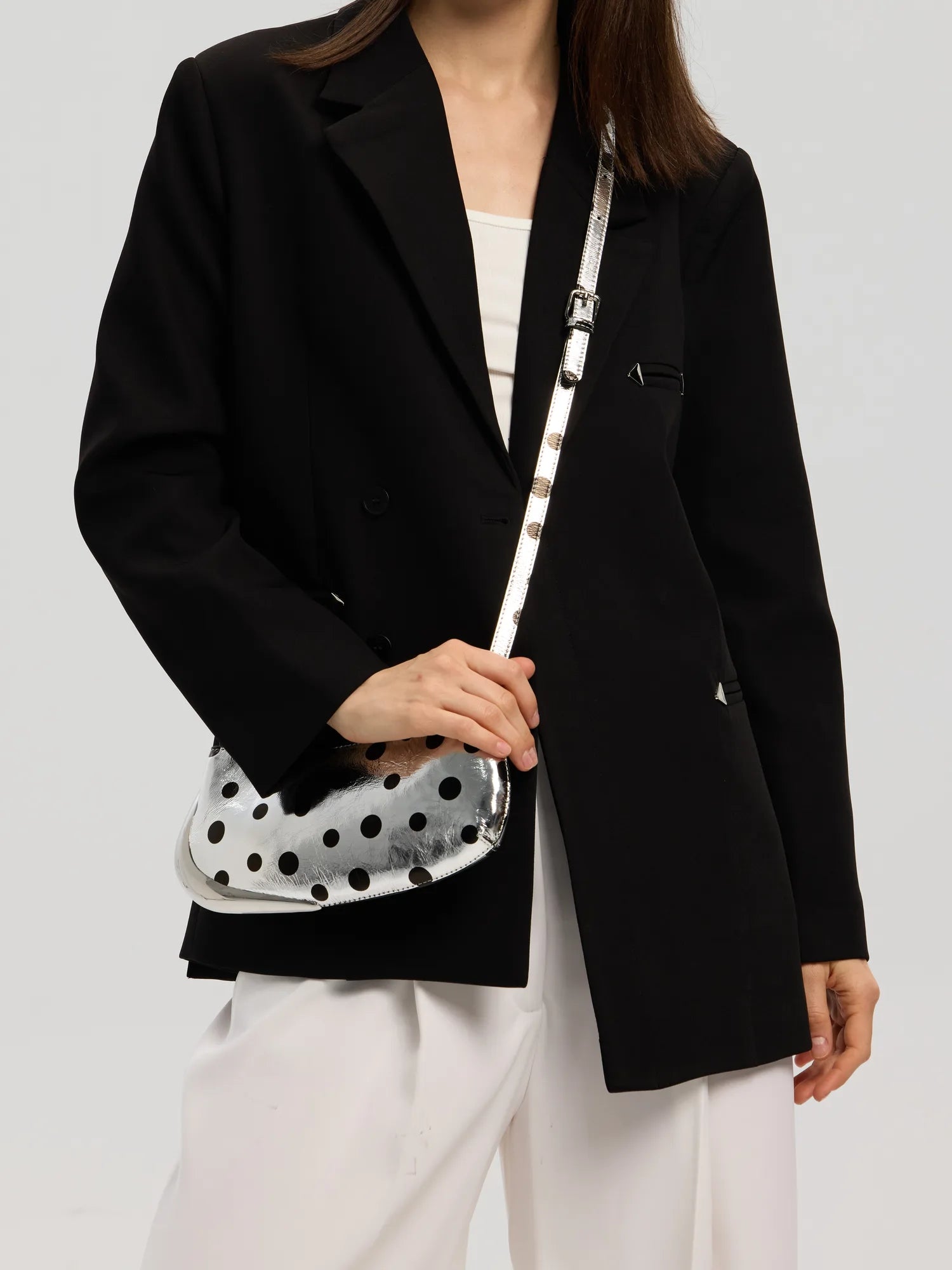 The Avant Metal-Corner Baguette · Silver Polka Dot